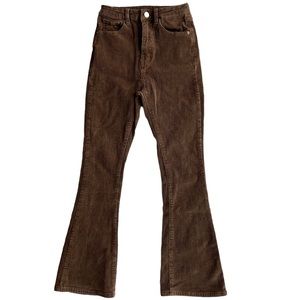 Brown Corduroy High Rise Flare Jeans